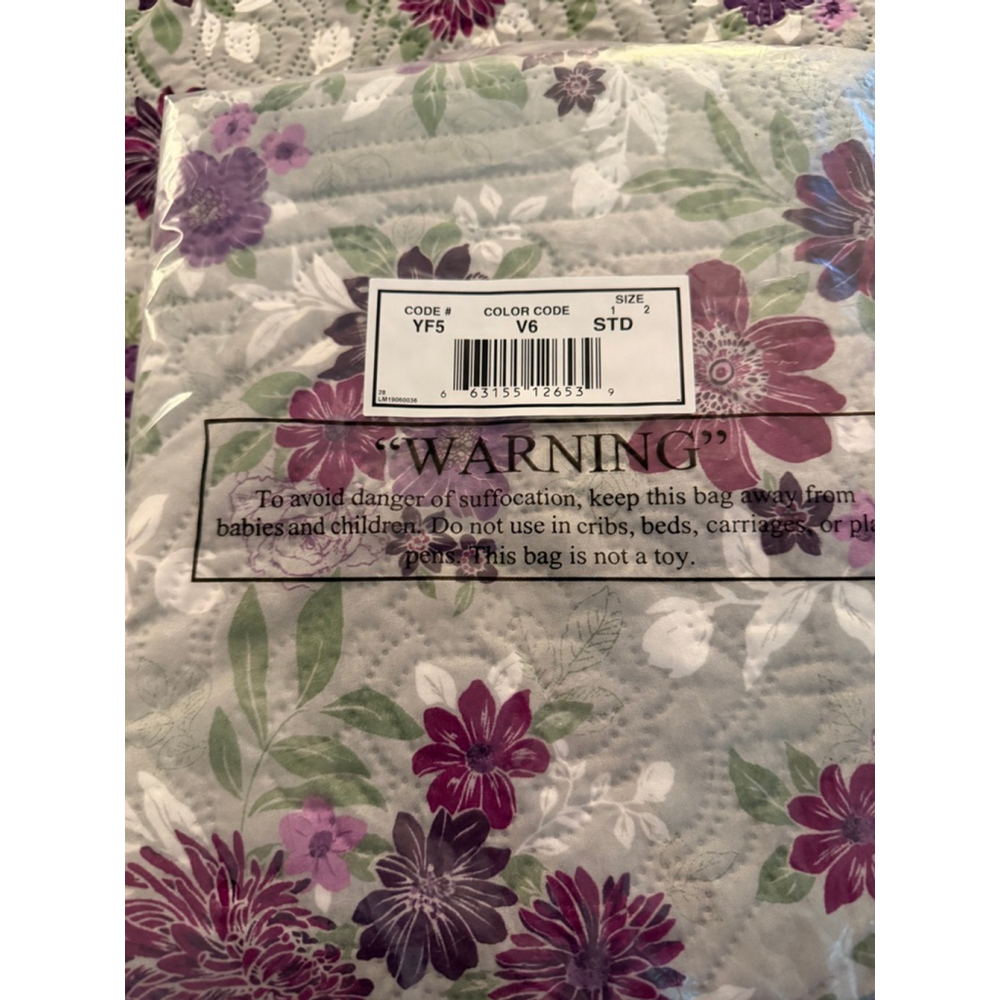 Floral Quilt Bedspread Set 3 Pc Full Queen Purple Green Quilted Coverlet w Shams - Picture 4 of 8